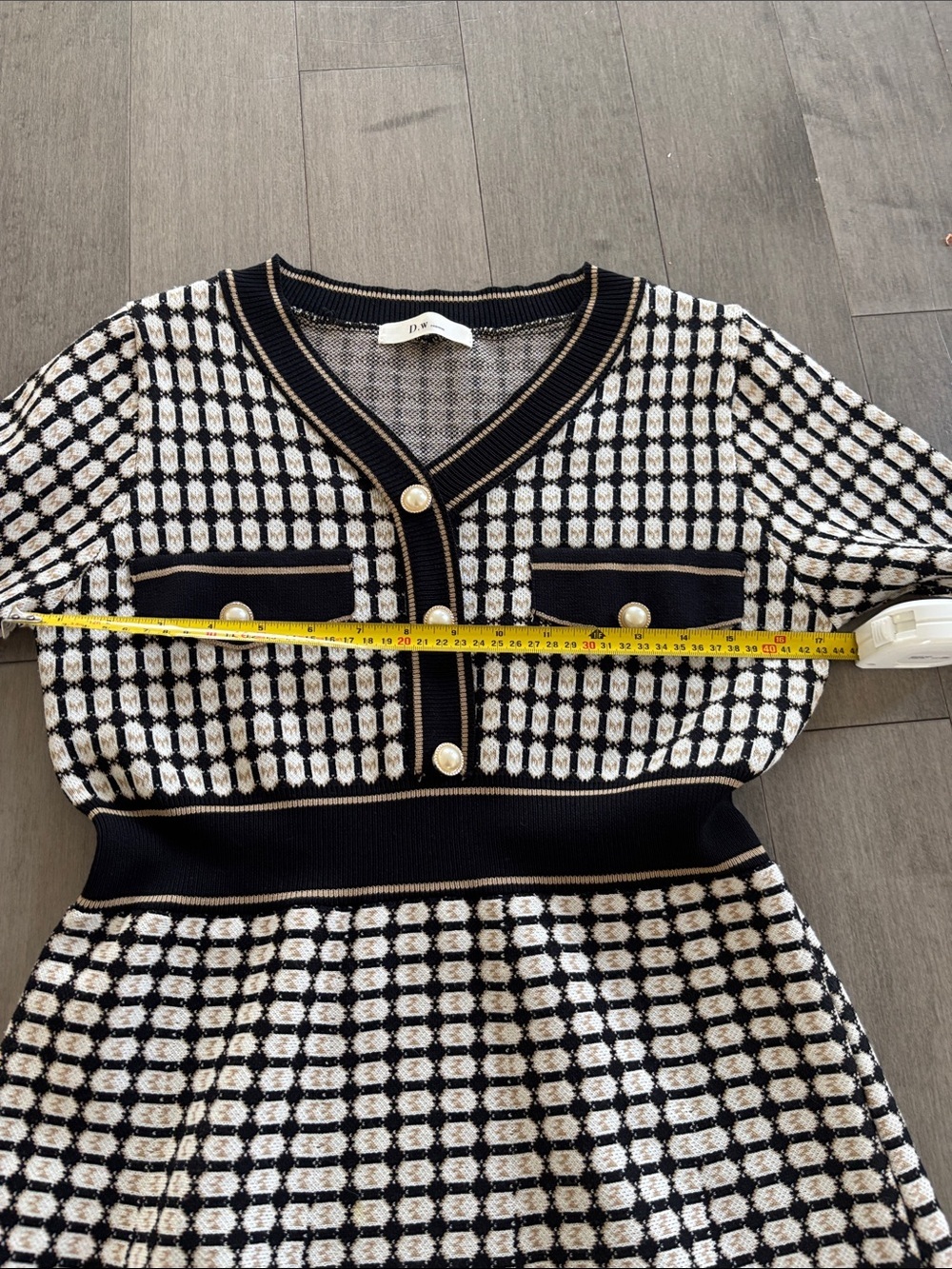 D|W Knit Tweed-Style Button Front Dress - Picture 15 of 15